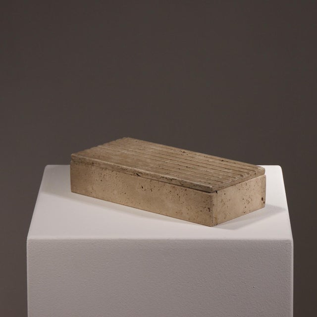 Ribbed Trinket Box in Travertine, Italy, 1970s For Sale - Image 9 of 11