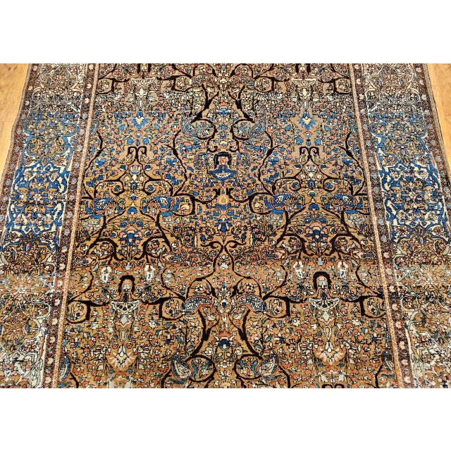19th Century Persian Farahan Rug, Hand-Knotted Wool, Allover Floral Pattern, Camelhair & Blue, 5x7 For Sale - Image 17 of 18