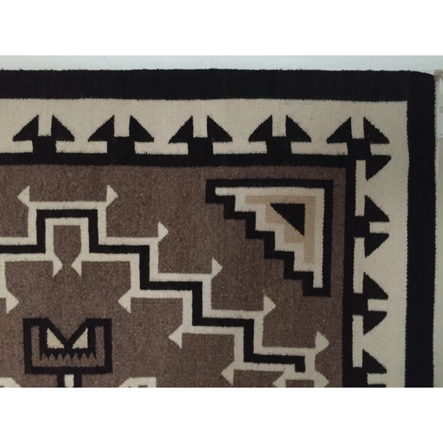 Early 20th Century Vintage Framed Two Grey Hills Navajo Indian Rug, 6.25 X 4.13 Ft For Sale - Image 4 of 13