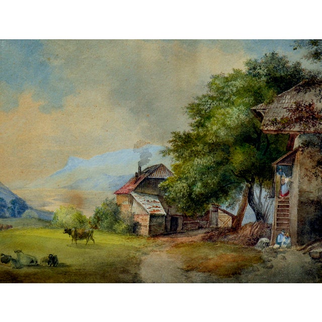 Late 19th Century Late 19th Century Swiss Farm Scene Landscape For Sale - Image 5 of 7