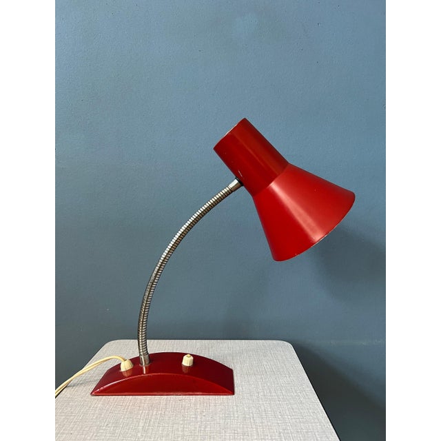 Vintage Space Age Red Flexible Table Lamp For Sale - Image 11 of 11