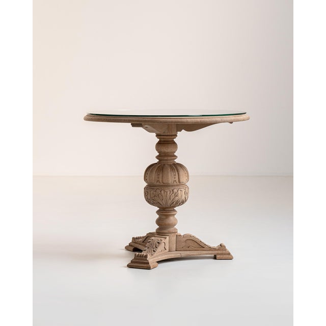 Wood 1970s Neo-Renaissance Carved Table With Glass Top For Sale - Image 7 of 9