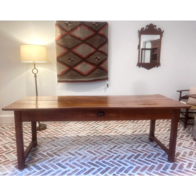 Brown Antique French Provincial Fruitwood Farmhouse Table For Sale - Image 8 of 12