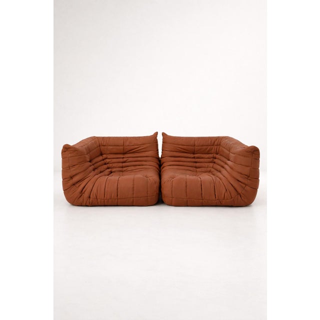Textile Brown Corner Slides by Michel Ducaroy for Ligne Roset, 1990, Set of 2 For Sale - Image 7 of 7