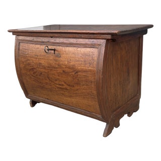 Antique Walnut and Oak Bombé Front Chest For Sale