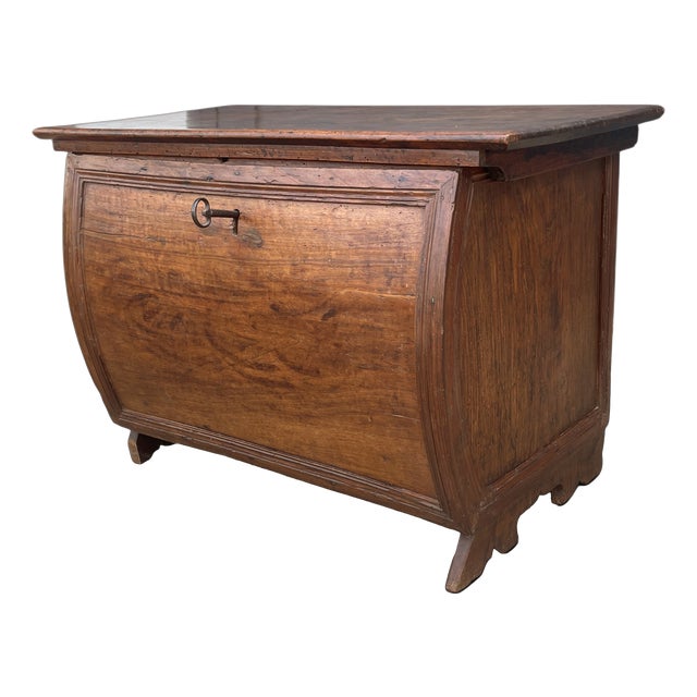 Antique Walnut and Oak Bombé Front Chest For Sale