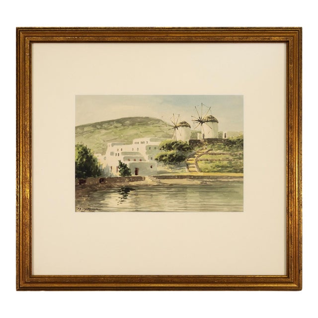 M. Evelyn McCormick (1862-1948) - Untitled Watercolor of Mykonos, Greece - Signed Impressionist Art For Sale