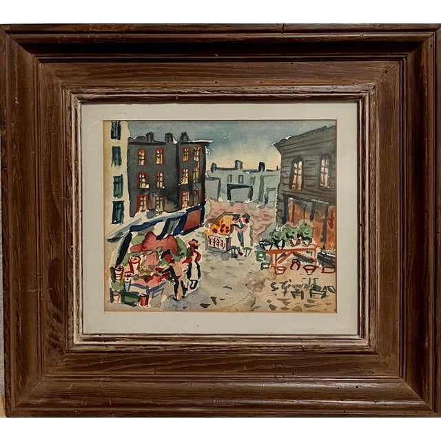 The Market, (fauvist painting of NYC scene) 1940's. image is 10X 11.5 inches. Hand signed lower right Lower East Side...
