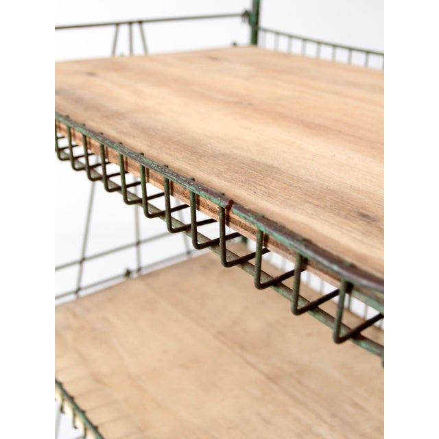 Vintage Green Industrial Wire Shelf Rack | Chairish