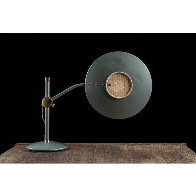 Mid 20th Century Space Age Adjustable "Model 2008" Flying Saucer Desk Lamp in Blue by Dazor For Sale - Image 5 of 13