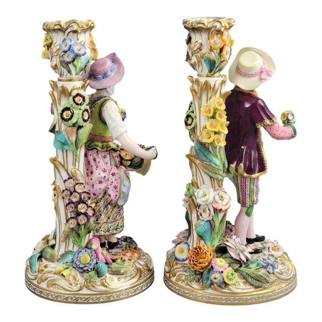 Minton Porcelain Figural Candlesticks, 1835, Set of 2 For Sale - Image 4 of 15