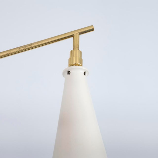 Stilnovo style chandelier with conical shades For Sale - Image 9 of 13