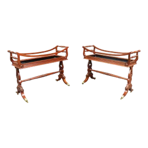 Late 20th Century Baker Mahogany & Brass Regency Style Planters - Set of 2