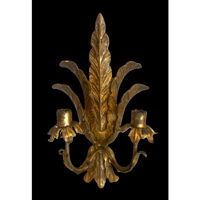 Rococo Antique Italian Giltwood Wall Candelabra Sconces, (Woodward & Lothrop Dept. Store Washington D C) For Sale - Image 3 of 16