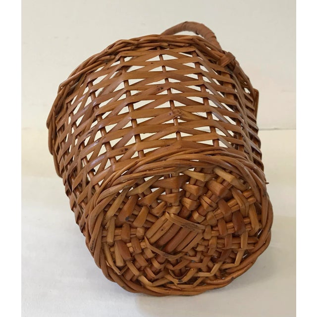 Wood Vintage Small Wicker Handled Basket For Sale - Image 7 of 8