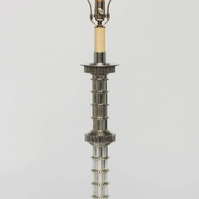 Machine Age Cast Aluminum Lamps - A Pair For Sale In New York - Image 6 of 8