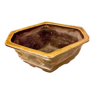 Mid-20th Century Yixing Zisha Pottery, Chinese Hexagonal, Glazed, Terracotta Planter For Sale