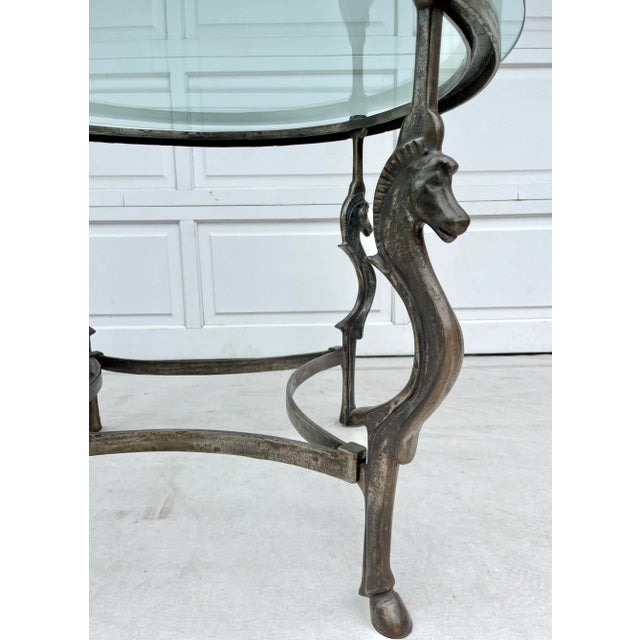 Maison Jansen Vintage Steel and Glass Horse Center Dining Table For Sale - Image 4 of 12