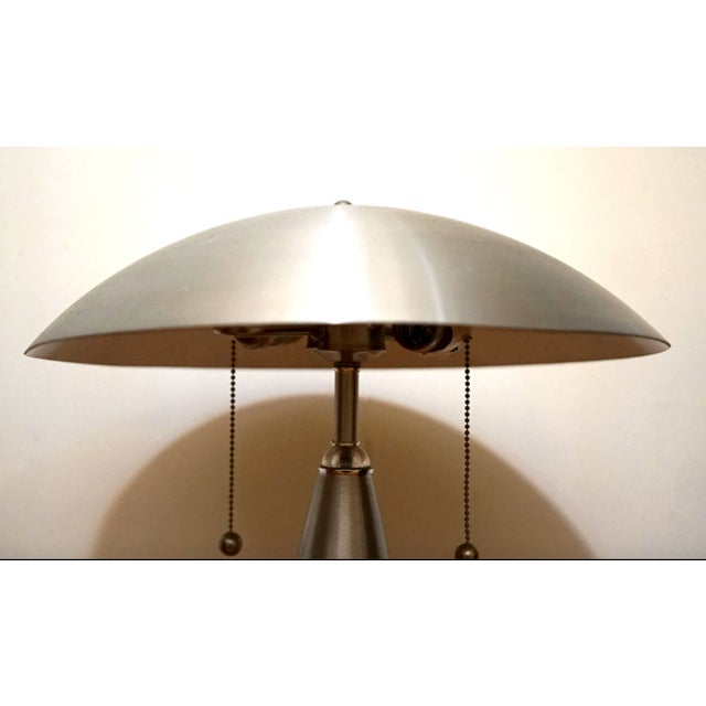 Mid-Century Modern Vintage Laurel Lamp Co. Style Brushed Steel Domed Lamp For Sale - Image 3 of 13
