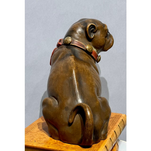 1900 - 1909 Terra Cotta Pug Dog Figurine, 19th Century, Tobacco Jar For Sale - Image 5 of 7