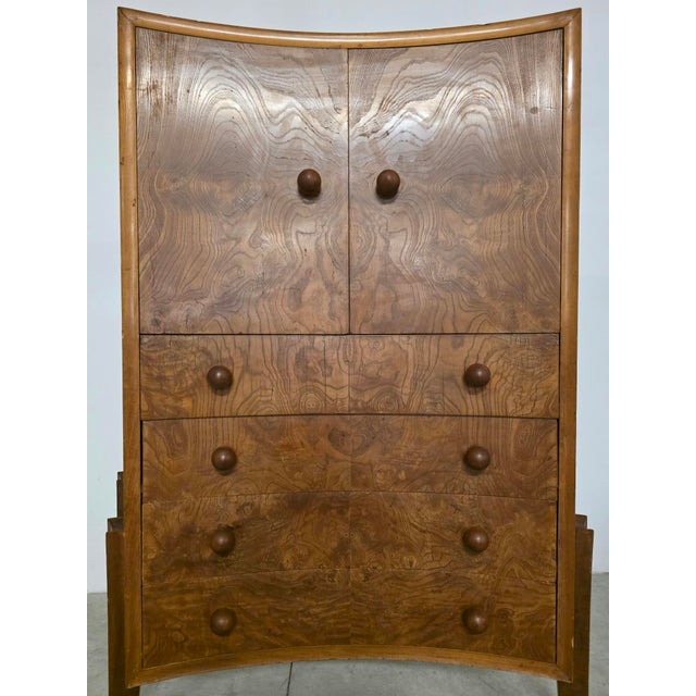 Wood Art Deco Curved Burl Cabinet, 1930s For Sale - Image 7 of 18