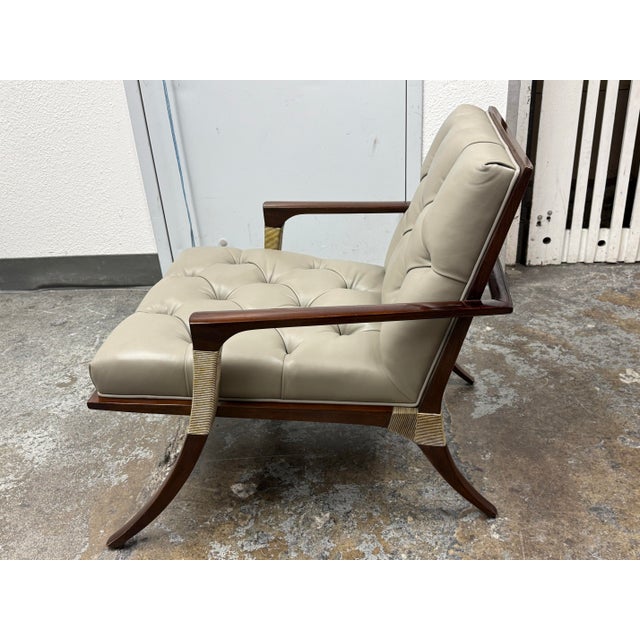 Baker Furniture Company Thomas Pheasant for Baker Athena Leather Armchair For Sale - Image 4 of 12