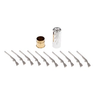 21st Century English Novelty Shotgun Shaped Silver Butt Markers in Case, 2019, Set of 11 For Sale