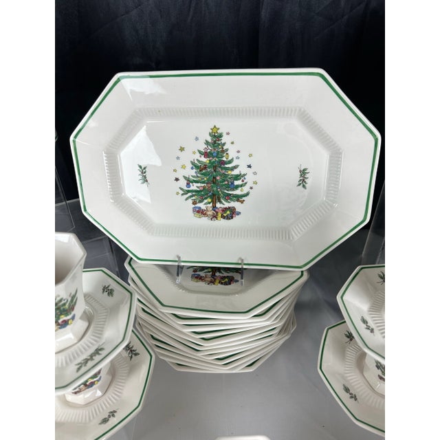 Vintage 1990s Nikko Christmastime 77-Piece Fine Ironstone Dinnerware & Serving Set - Service for 12 For Sale - Image 10 of 13