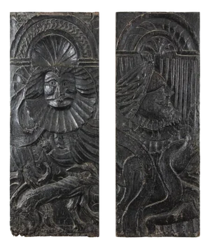 16th Century Renaissance Hand Carved Oak Panels, 1550s, Set of 2