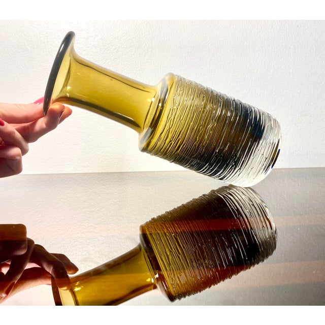 Olive-Topaze Glass Vase by Bengt Edenfalk for Skruf, 1960s For Sale - Image 9 of 16