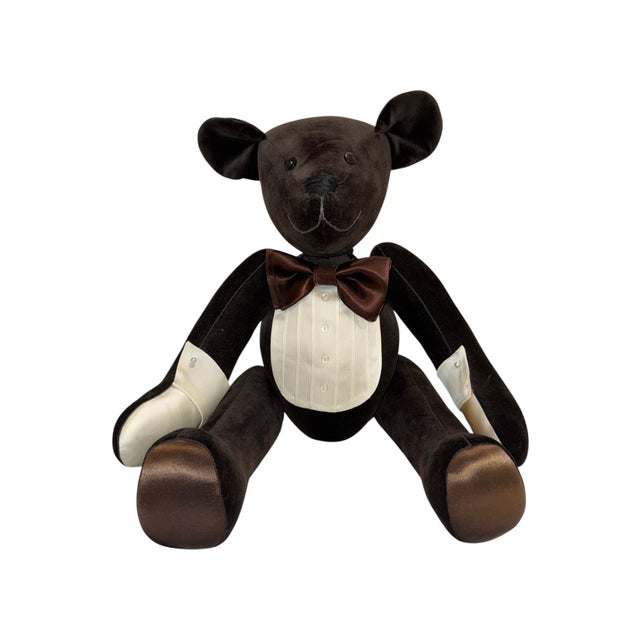 1985 Vintage Velvet Teddy Bear For Sale - Image 9 of 12