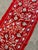 Mid-Century Modern Red Silk Suzani Table Runner With Cream Vine Scrolls For Sale - Image 3 of 9