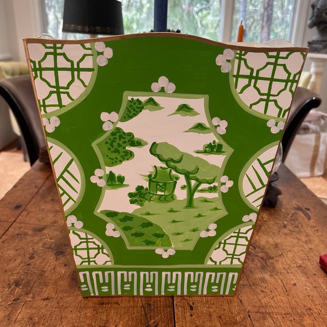 Chinoiserie Dana Gibson Canton Wastebasket For Sale - Image 3 of 6