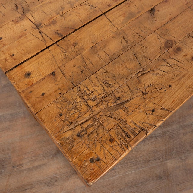 Late 19th Century Rustic Pine Work Table Console Island For Sale - Image 4 of 13