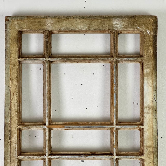 Mondrain Inspired Architecturally Salvaged Grill Style Tall Wood Window Frame For Sale - Image 13 of 13