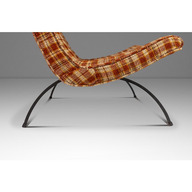 Burnt Orange Mid-Century Modern Early Scoop Chair in Original Woolen Plaid Fabric Attributed to Milo Baughman for Thayer Coggin, Usa, Circa 1950s For Sale - Image 8 of 12