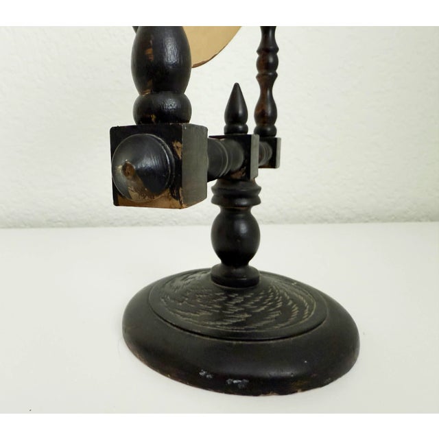 Victorian Vintage Wood Shaving Mirror For Sale - Image 3 of 9