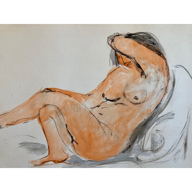 Mid 20th Century Harold Cohn , 2 Sided Expressionist Detroit Modernist Painting Female Nude, Night Cruise Ship, c.1950's For Sale - Image 5 of 7