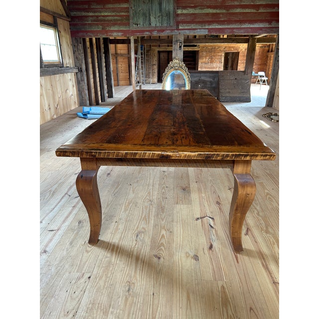 French Country Monumental Repurposed Barn Wood Farm Table For Sale - Image 3 of 17