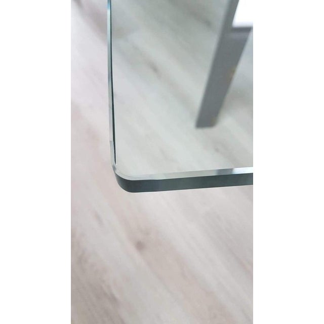 Metal Doge Dining Table with Brushed Steel Base and Glass Top by Carlo Scarpa for Gavina Simon, 1970s For Sale - Image 7 of 12