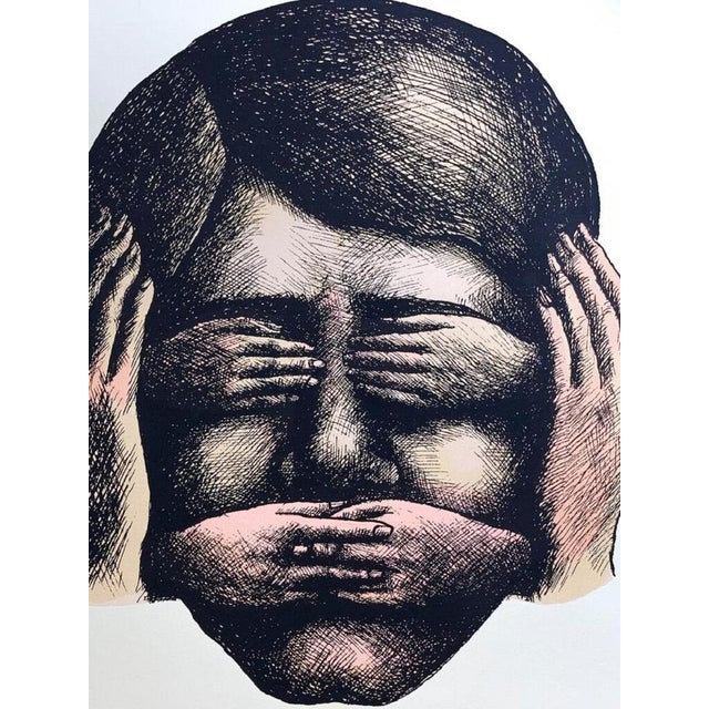 Modern Roland Topor, Do Not See, Do Not\., 1970, Lithograph For Sale - Image 3 of 4
