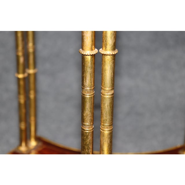 19th C Pair French Louis XVI Adam Weisweiler Style Ormolu & Marble Top End Table For Sale - Image 4 of 10