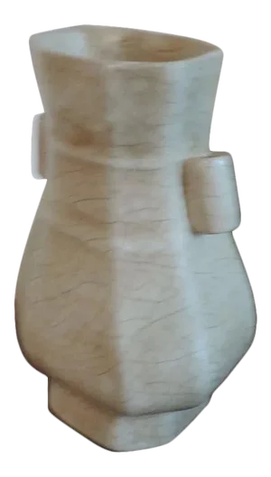 19th Century Chinese Hu Shaped Porcelain Vase with Crackle Glaze on Celadon Ground