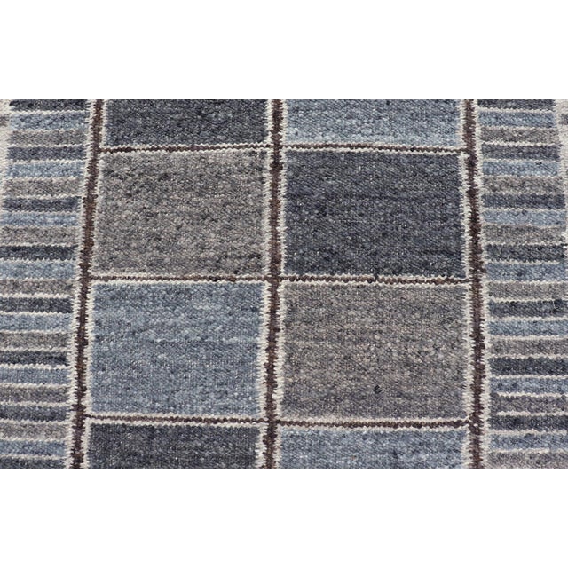 Textile Modern Scandinavian/Swedish Design Rug in Blue, Charcoal, Gray and Cream For Sale - Image 7 of 13