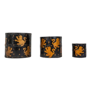 Set of 3 Antique Nepalese Painted Grain Measures For Sale