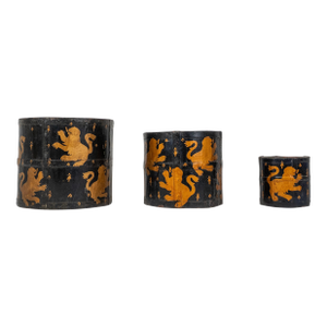 Set of 3 Antique Nepalese Painted Grain Measures