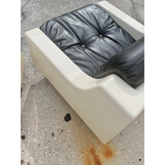 Vintage Homecrest Style Fiberglass Sofa Set With Black Tufted Cushions