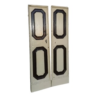 Antique Internal Doors with Painted Hexagonal Tiles, set of 2 For Sale