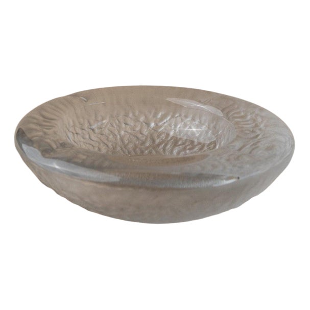 Vintage Clear and Ice Murano Glass Ashtray, Italy, 1970s For Sale