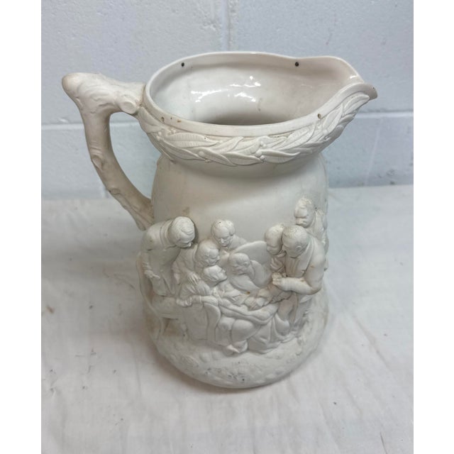 White Antique 19th Century Parian Porcelain Jug Pitcher Copeland & Co Death Wellington For Sale - Image 8 of 12